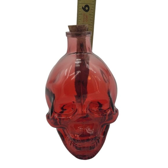 Skull Skeleton Head Red Potion Decanter with Cork Stopper - Picture 7 of 7
